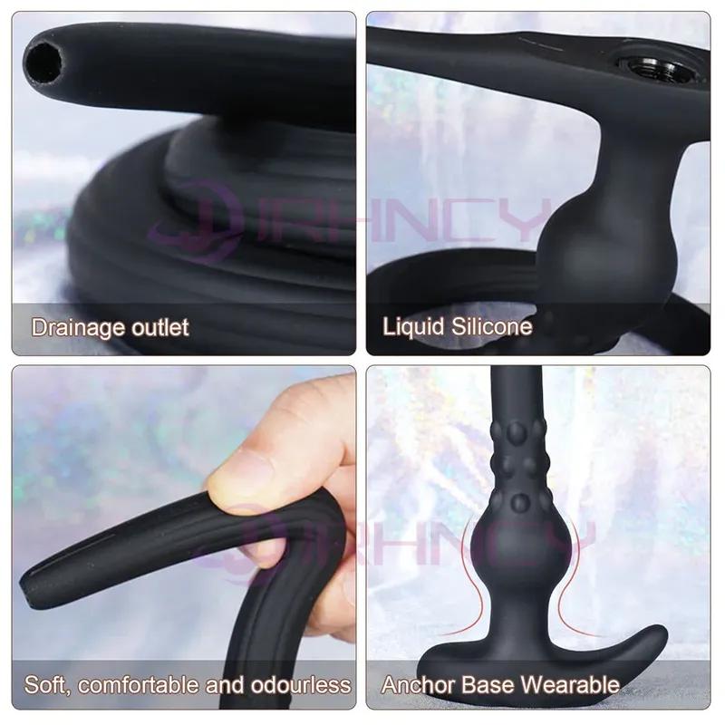 105cm Long Anal Plug Soft Silicone Hollow Anal Plug BDSM Enema Flushing Long Butt Plug Anal Sex Toys for Women Men Butplug