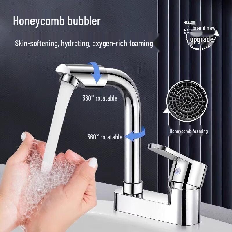Gongzu Double-Hole Bathroom Basin Mixer Faucet