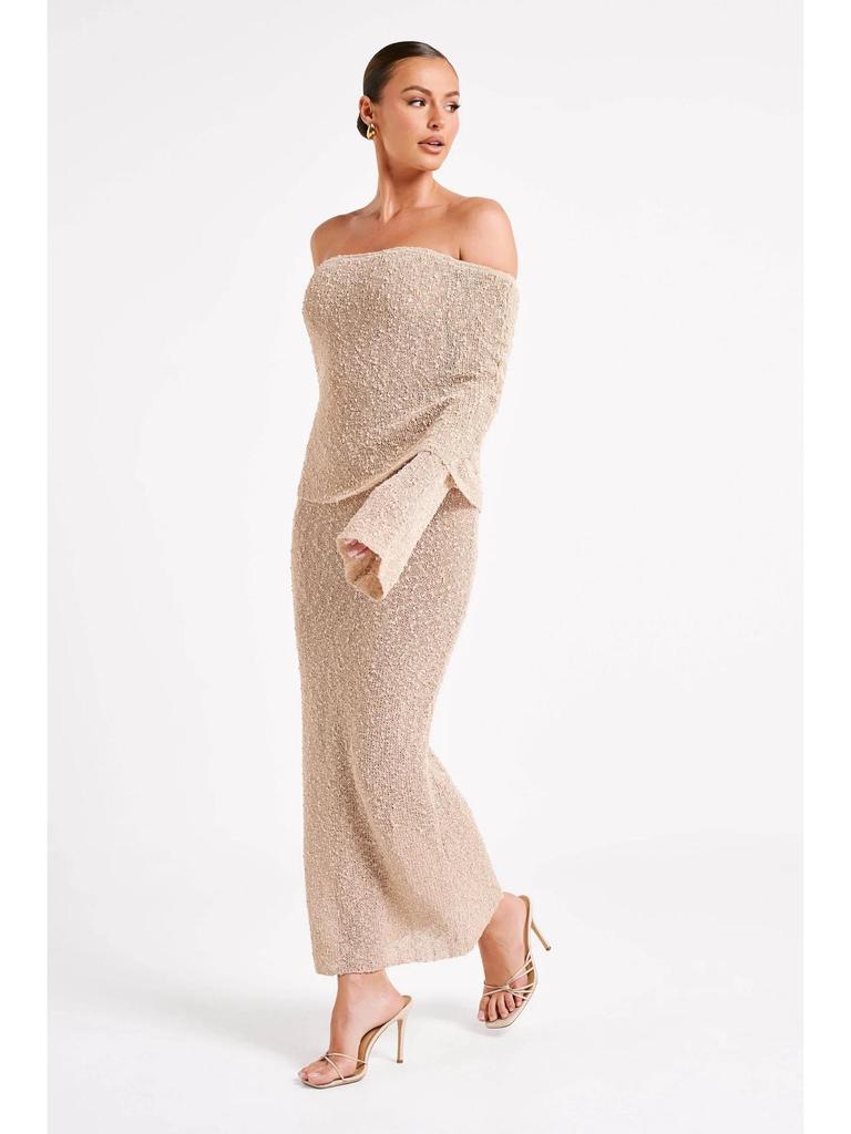 European & American Beach Cross-border One-shoulder Knitted Hollow-out Sexy Long Dress Cover-up