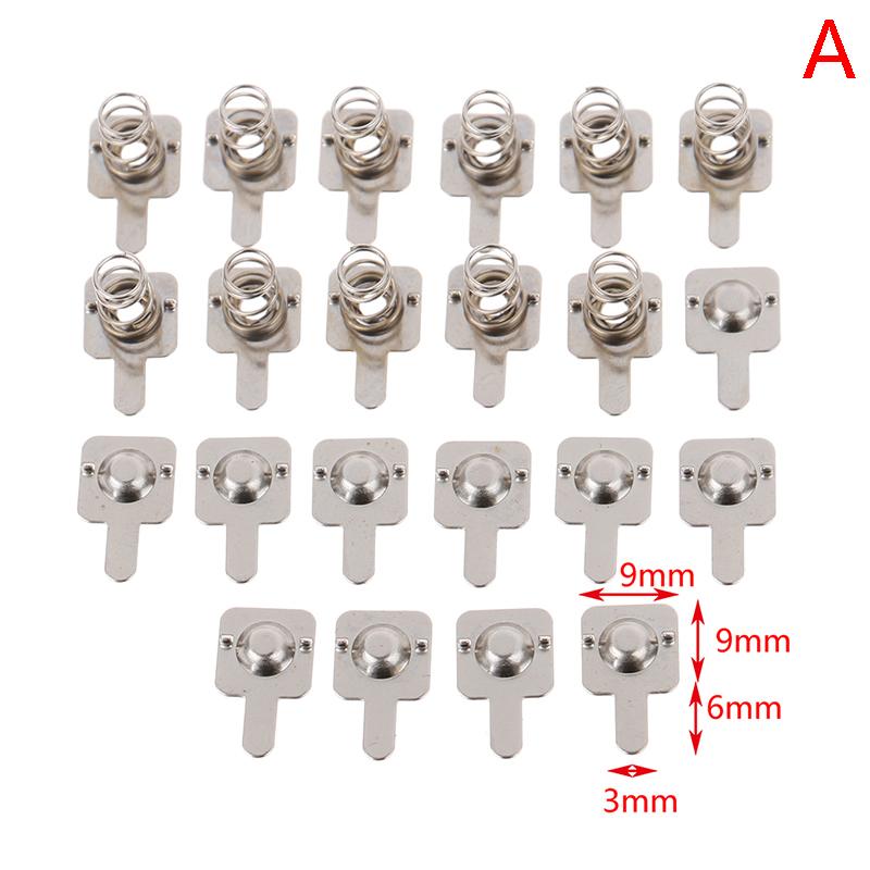 

10 пар/ 9x9мм Запасная металлическая контактная пластина с пружиной для батареек серебристая для AAA A