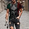 Summer Round Neck 3D Aztec Style Pattern Print Top Fashionable Casual Short Sleeved Men's T-shirts