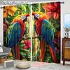 Scene Curtains Parrot Durable Polyester Fabric Without Electricity Family Party Decoration Suitable Holiday Curtain Made Of Washable
