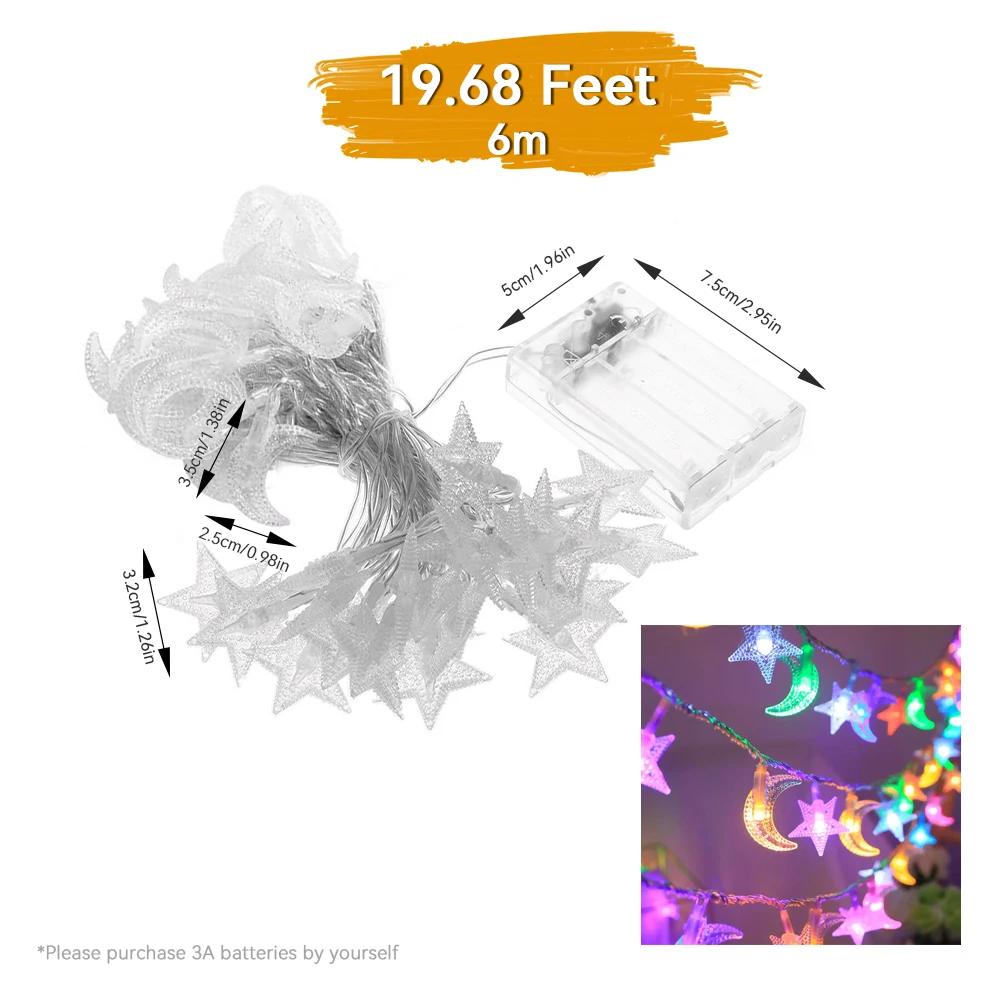 LED Colorful Star and Moon Decoration Atmosphere Lamp String Fairy Decoration Hanging Lamp for Home Garden Camping and Gathering