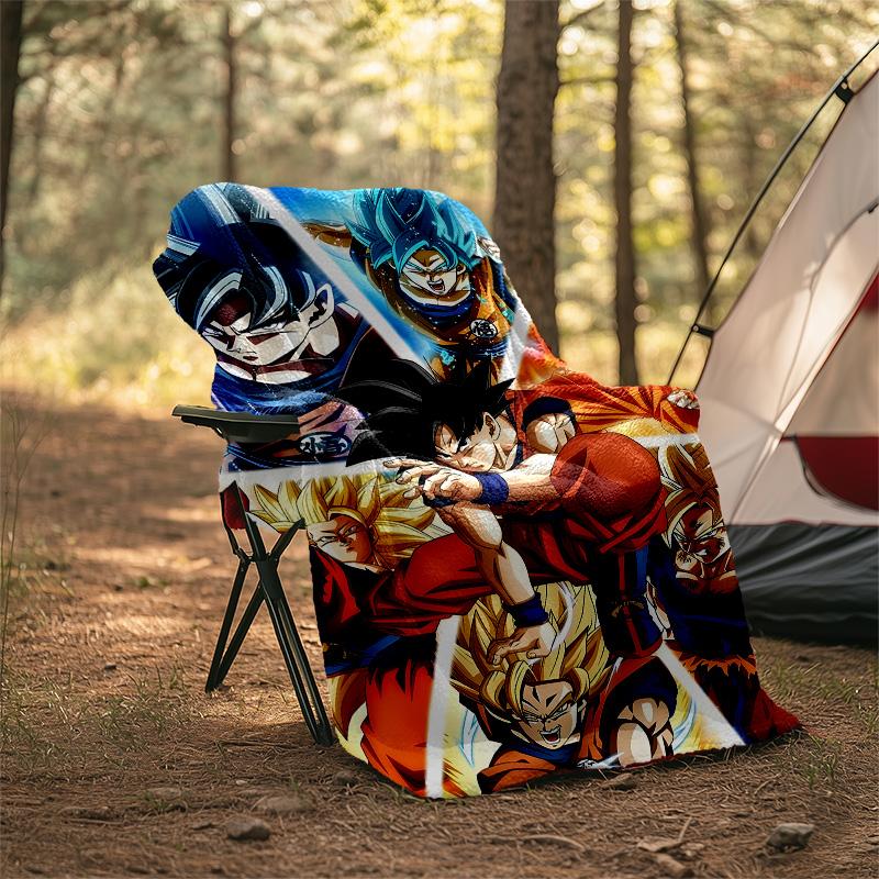 1pc Dragon Ball3 Theme Blanket - Digital Print, Polyester, Cozy for All Seasons, Perfect for Outdoor, Camping, and Travel