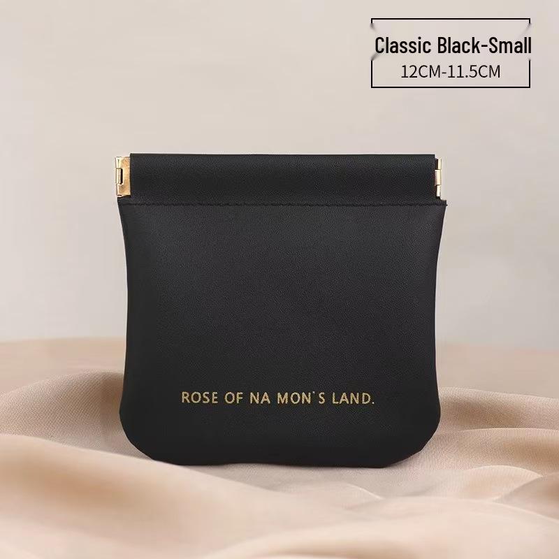 Automatic Closure Earphone & Coin Purse: Mini Portable PU Makeup Bag & Pick Holder