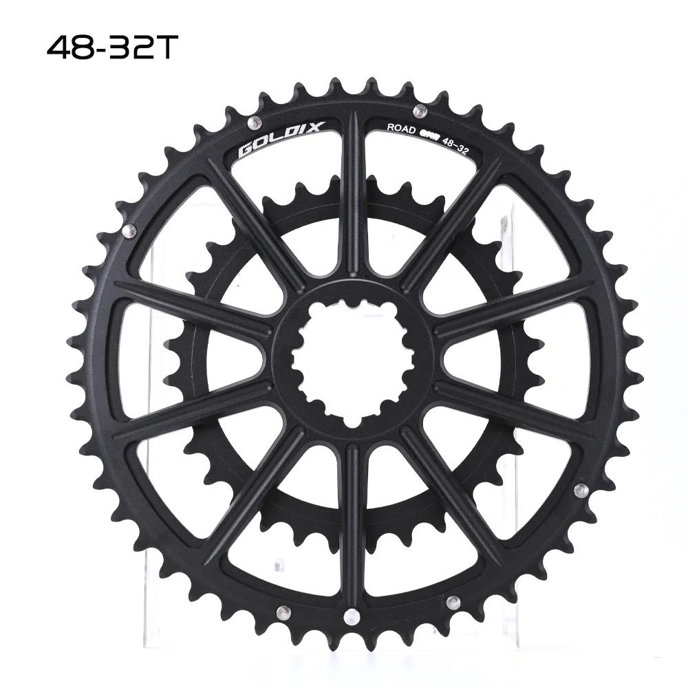 GOLDIX 53-39T 52-36T 50-34T 48-32T 46-30T Specification Road Bicycle Crankset Chainring Suitable for SHIMANO and SRAM 10 11S 12S 48-32T