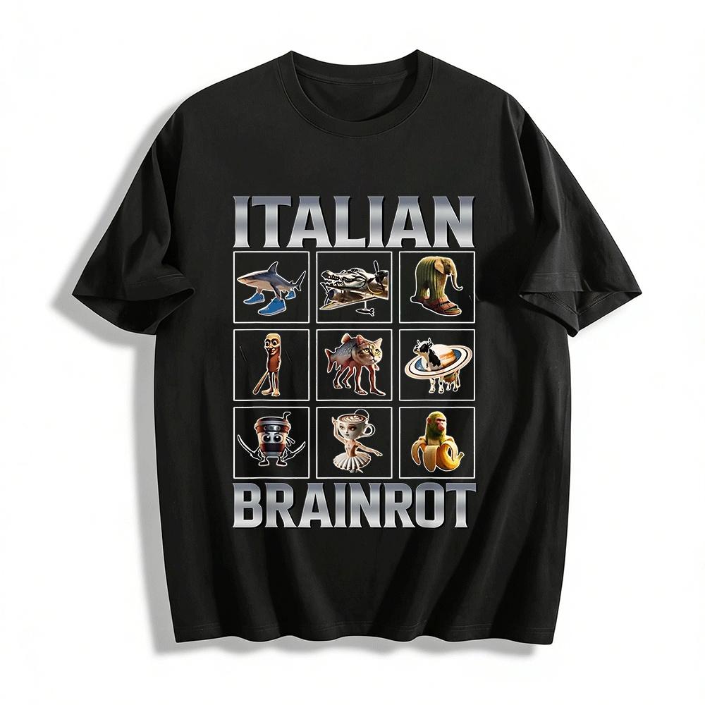 Italian Brainrot Meme Mashup Graphic Casual Tee Pure cotton T-shirt XXS