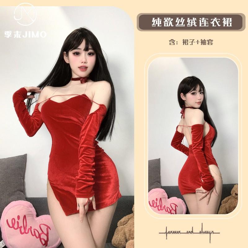 Lingerie Sexy Bunny Cosplay Velvet Christmas Robe Cross Party New Dress