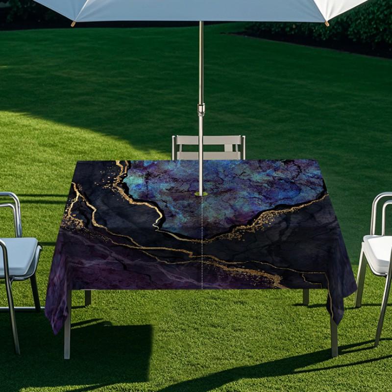 Outdoor Rectangular Table Cover With Starry Sky Sand Flow Waterproof Elastic Edge Patio Garden Dining