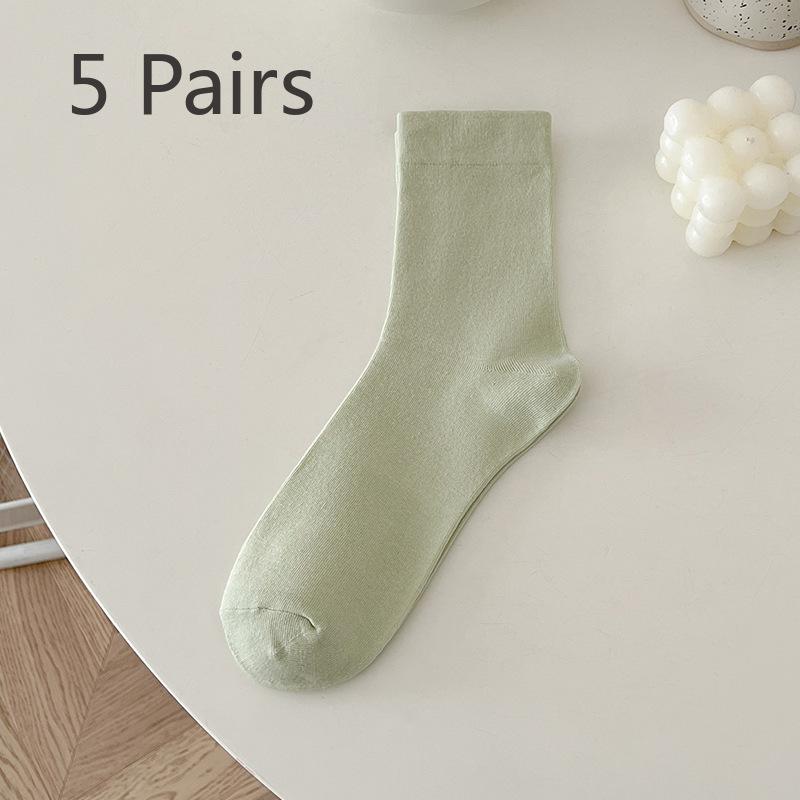 5 Pairs of Female Spring and Summer Fashion New Loose Mouth In The Tube Pile Socks