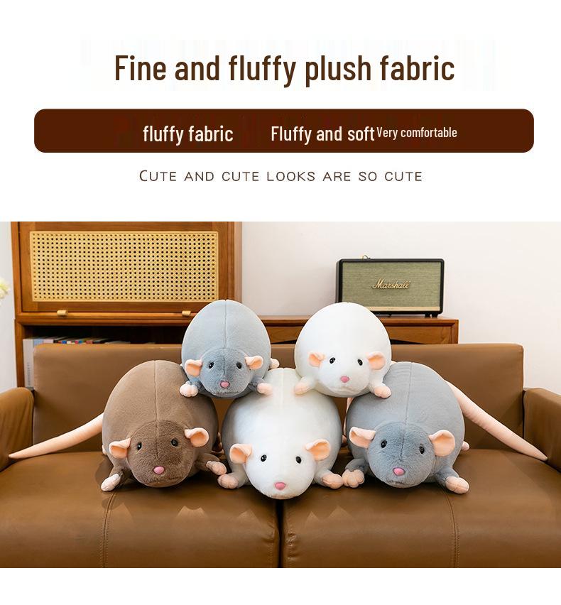 Gray Fancy Rat Plush Doll - Cute Simulation Stuffed Toy & Sleeping Pillow Gift