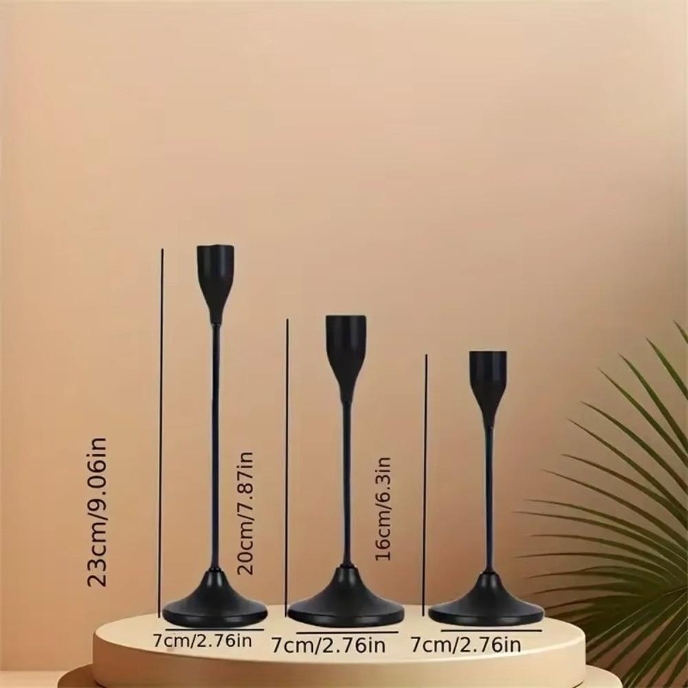 3Pcs/Set Minimalist Retro Style Tabletop Candle Holders Metal Exquisite Candlelight Dinner Props Home and Hotel Decoration