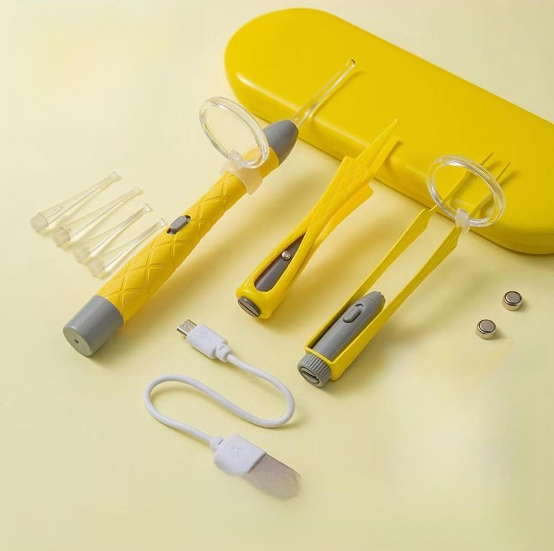 

Illuminated Earpick Set, Ear Cleaning Tool, Visual Charging Earpick, Illuminated Nasal Mucus Clip, Ear Tweezers