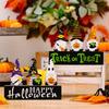 2Pcs Creative Halloween Gnomes Pumpkin Witch Figurines Wooden Block Table Sign For Festives Home Shelf Tiered Tray Decors