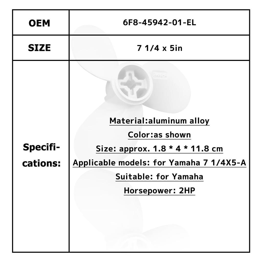 6F8-45942-01 Outboard Propeller 7 1/4 5-A Yamaha Replacement Aluminum Alloy Motor Propeller with Cotter