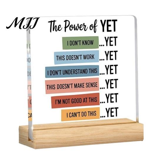 Desktop Spiritual Support Motivational Mental Health Decoration, Acrylic Sign with Wooden Stand, Quote Office Desk Decor, Inspirational Table Ornament