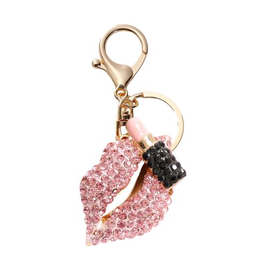 

Rhinestone Lip Keychain Pendant Diamond Lip & Lipstick Bag Charm Sparkling Lip Pendant for Women Girls