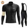 Mens Winter Thermal Cycling Jersey Bib Pants Set Breathable Windproof Bike Wear Road Mountain Biking