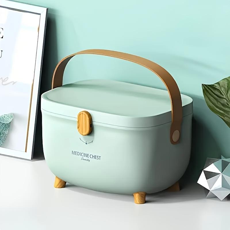 Scatola Organizer per Medicine a Grande Capacità con Multi Scomparti, Portatile con Manico per Casa, Viaggio, Case di Riposo, Design Retrò