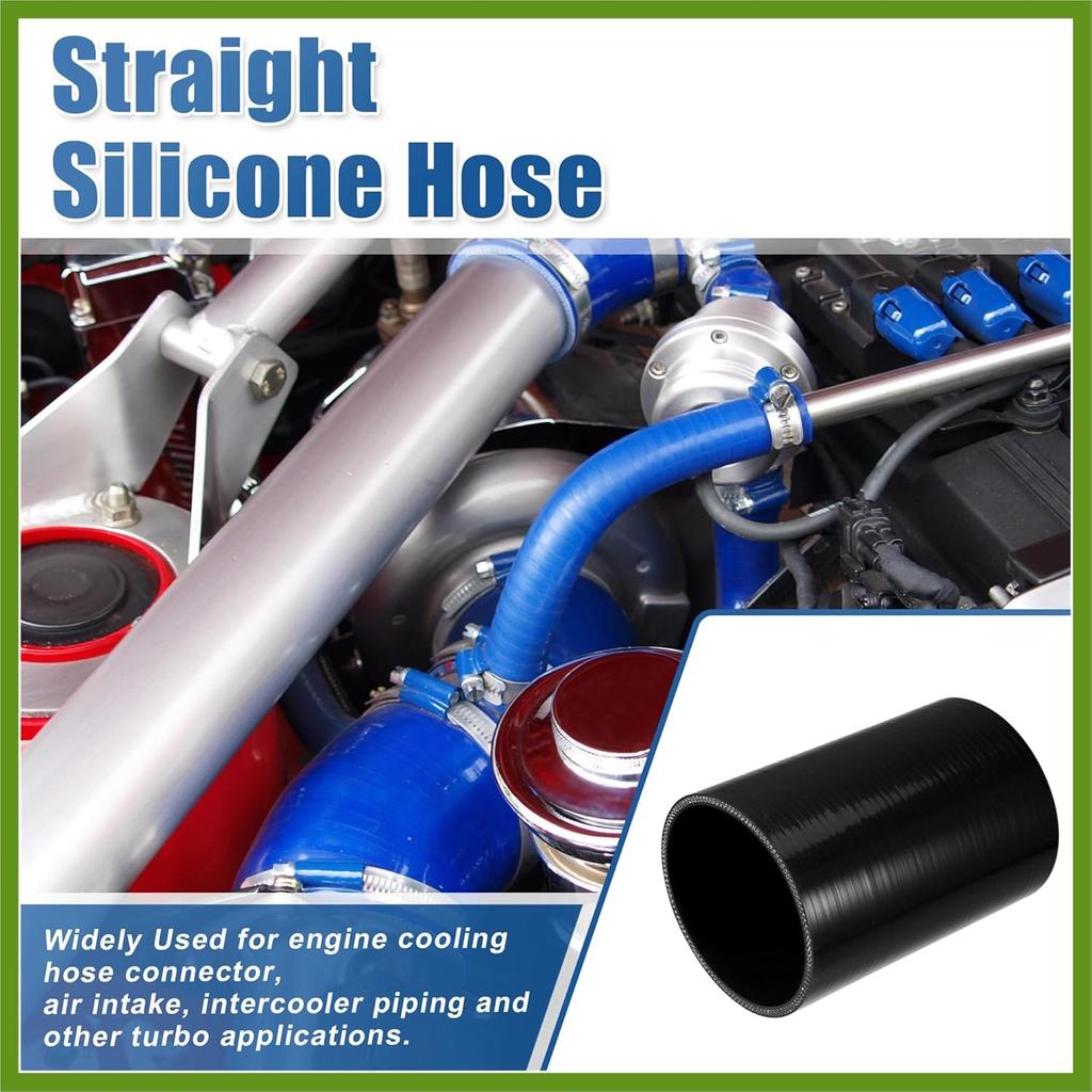 3.75" ID 6" Length 4-Ply Reinforced High Temp Straight Coupler Silicone Reducer Hose Black for Car Intercooler Intake Piping Vehicle Components