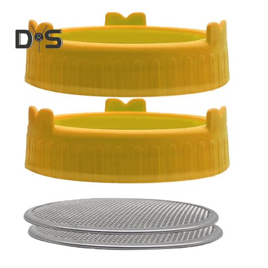 

2 шт. крышки для проращивания из нержавеющей стали с подставкой, удобные, эффективные, с широким горлышком, крышки для прорастания жёлтый