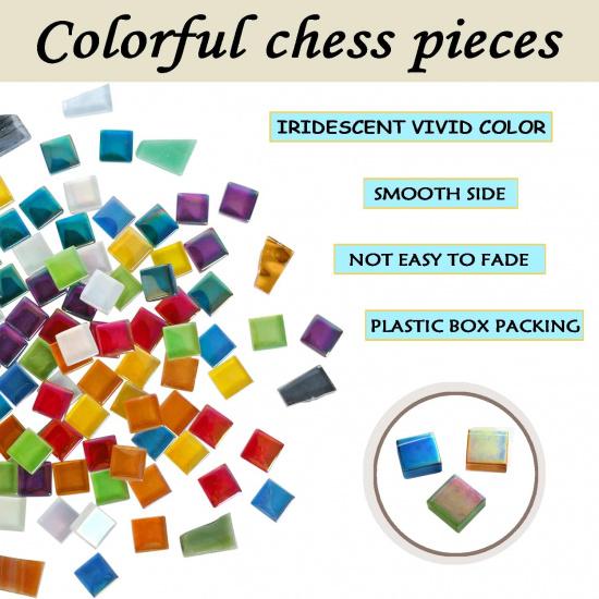 1.5lb Mosaic Tiles Assorted Iridescent Crystal Mosaic Tiles for Crafts, Glass Mosaic Pieces Set with Box 680g DIY Picture Frames Handmade Jewelry Art