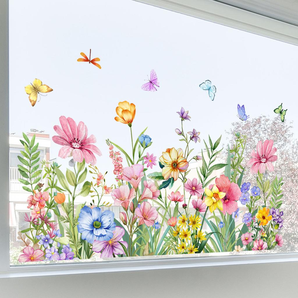 Floral Window Clings Window Decals Easy Damp-apply Installation