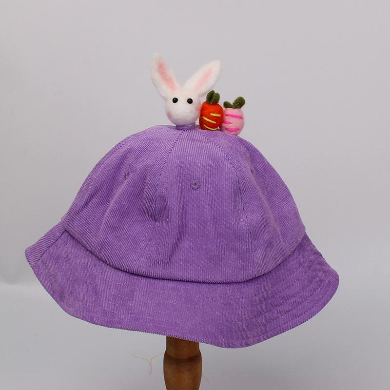 Baby bucket hat parent-child sunscreen bean tooth rabbit small yellow hat kawaii children sunscreen