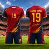 Children's Tracksuit Football Jersey Yamal No.19 Print T-shirt+Shorts Sets Spain Fans Suit Sports Kids 2 Piece Outfits