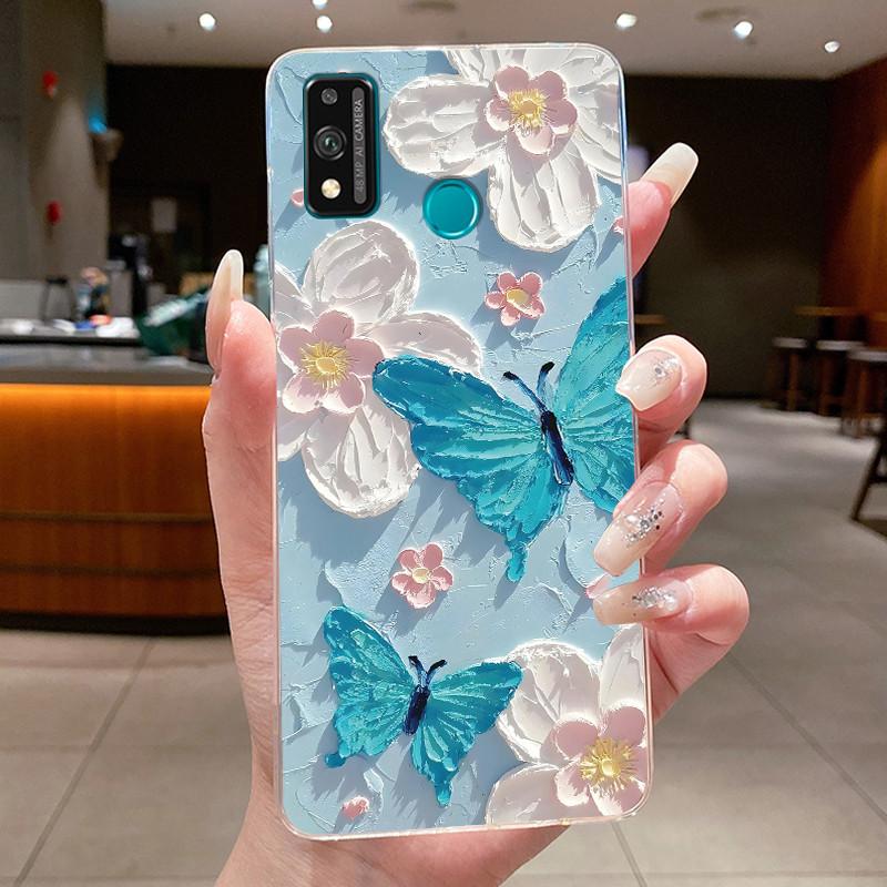 For Honor 9X Lite JSN-L21 JSN-L22 JSN-L23 Case Clear Fashion Butterfly Flowers Soft TPU Silicon Cover Honor 9XLite Phone Casing