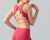 Crisscross Back Yoga Sports Bra - Slimming Round Neck Fitness Top