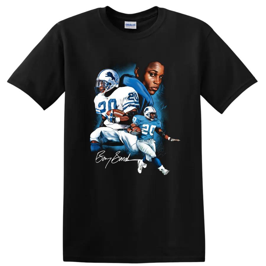 Barry Sanders T Shirt Detroit Lions Football Legend Running Back Tee