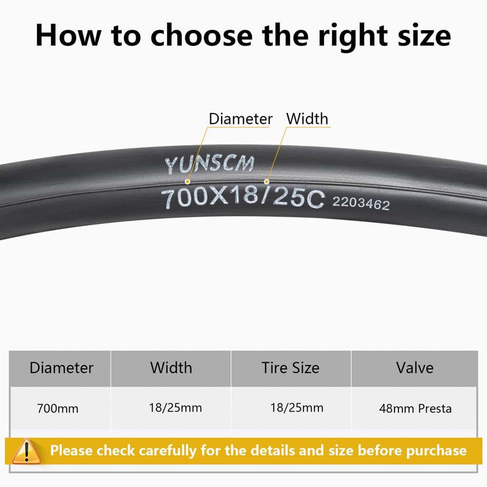 YunSCM 2 ks, 700 25c tloušťka stěny duše, Presta ventil 48 mm