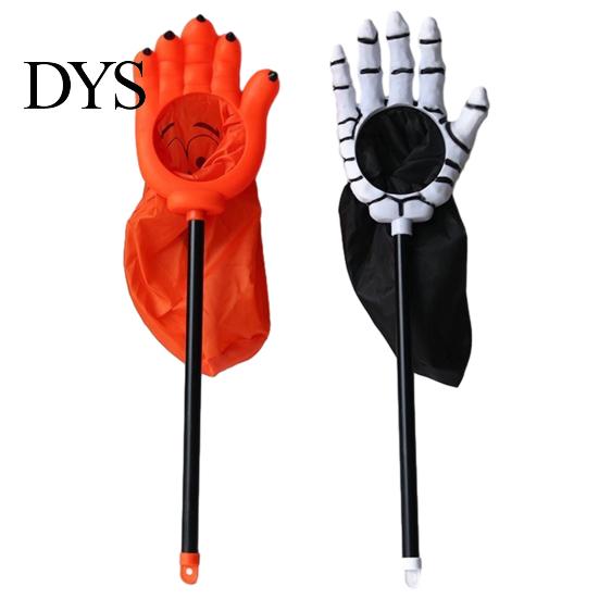 Halloween Props for Children Trick or Treat Bags Kids, Palm Shaped Candy Holder, Decorative Party Pouches Skeleton Hand Pouch with Long Handle Goodies