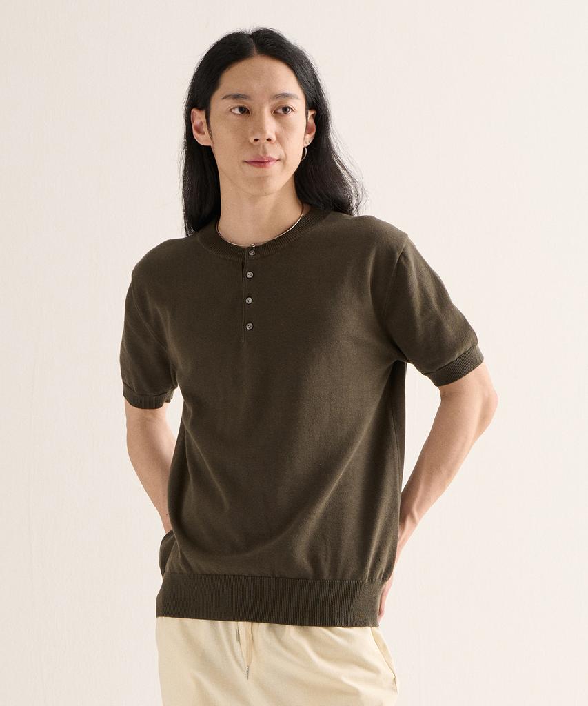 ANALOG MOOD [2Pack] Formal Henley Neck Cooling Short Sleeve Knit (6 Colors)