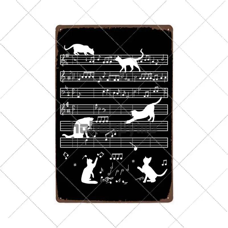 Funny Black Cat Pet Animal Cartoon Metal Tin Sign Vintage Poster Decorative Wall Plates Plaque Retro Home Decor 20x30cm