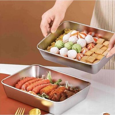 Juego de 2 Bandejas para Hornear de Acero Inoxidable con Tapa/Contenedor para Almacenar Alimentos Bandejas Rectangulares para Bizcocho con Tapas Utensilios de Cocina Resistentes para Pasteles, Brownies