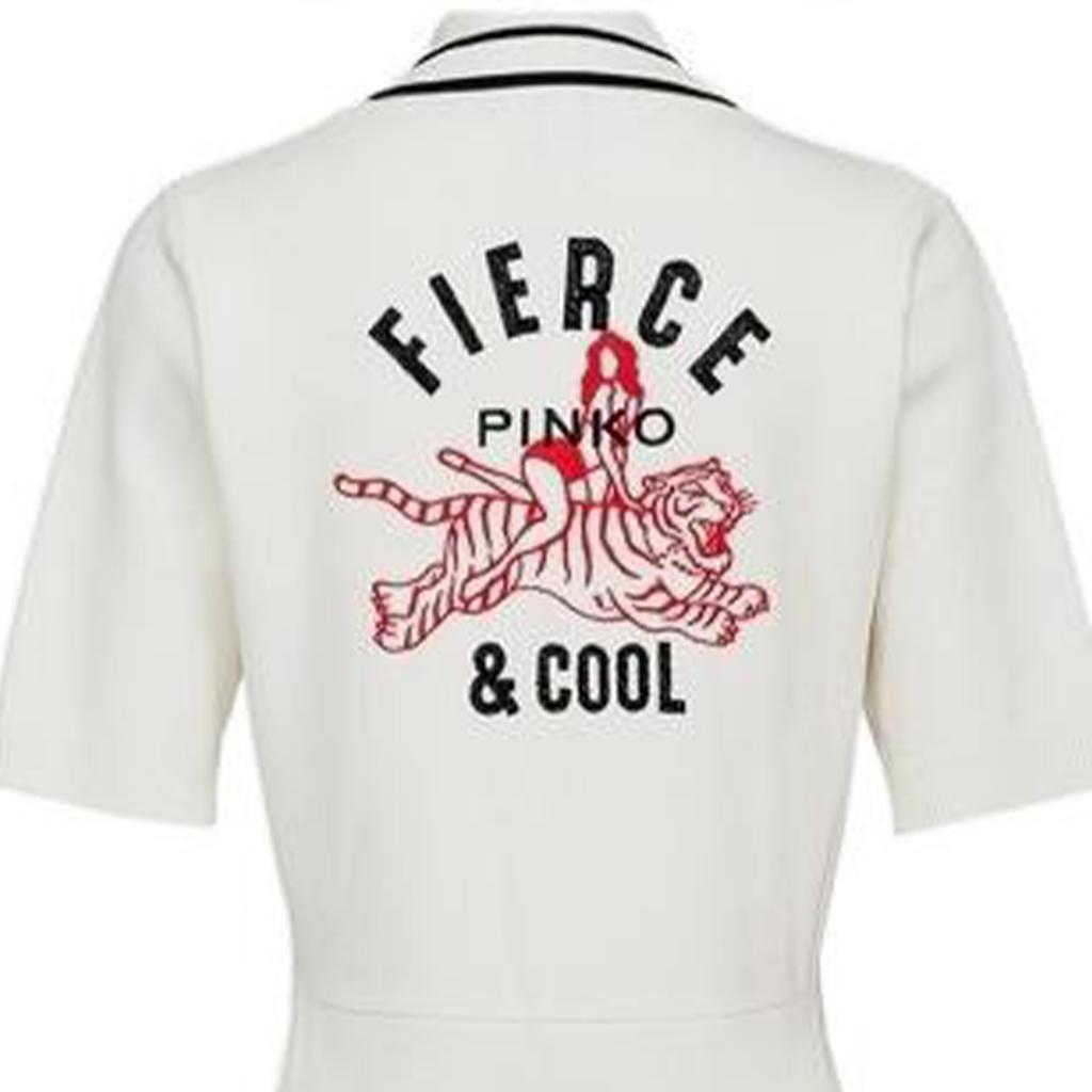 PINKO Nautical Style Fashion Printed Short Sleeve Dress Women dresses White 1G17N0Y81X-C03