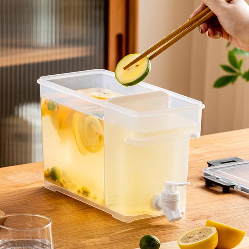 Clear High Capacity Beverage Dispenser with Airtight Lid Refrigerator Safe Leak Proof Drink Container with Tap