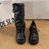 Removable Pant Pants Boots Women's Spring and Autumn Mid-tube Western Knight Boots Zipper Stacking Boots Thick-soled Long Boots