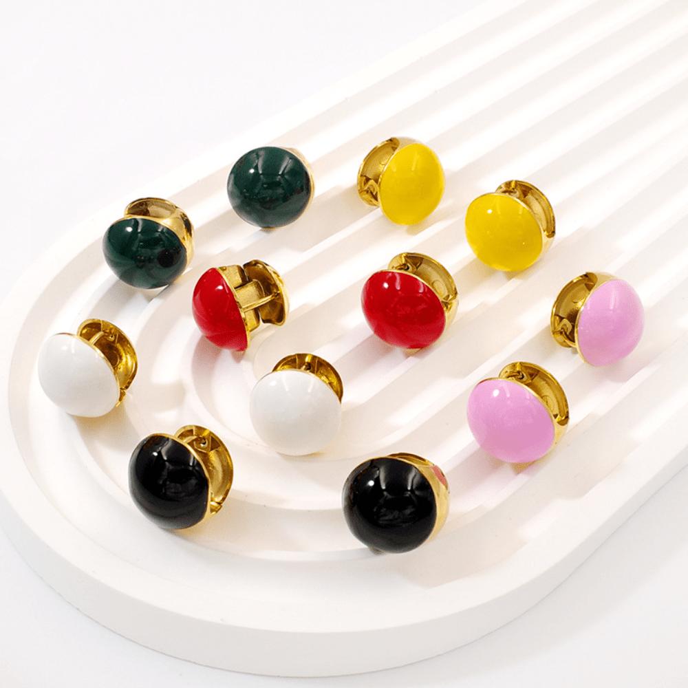 Color Round Ball Ear Buckle Simple Contrasting Earrings Women's Jewelry