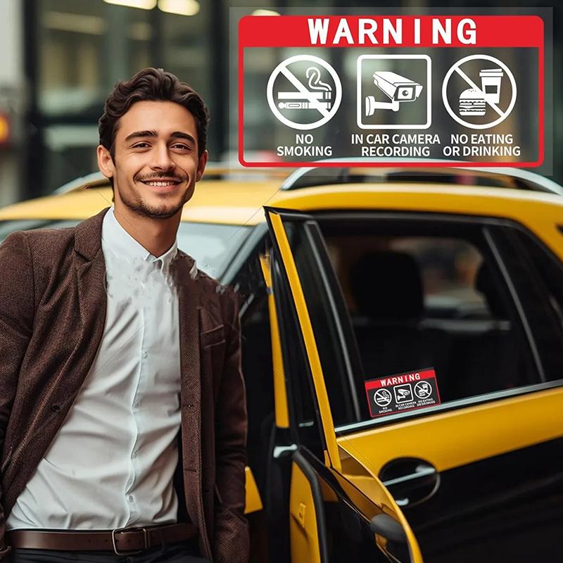 5X Vehicle No Eating No Drinking Fitted Sticker Decal Car Truck Van Bus Coach Train Taxi Minicab Minibus Cab Notice Sign