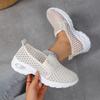 [Breathable Mesh Sneakers] Breathable Women's White Mesh Slip-On Sneakers with Glitter Accents | Mid-Top Support & Rubber Sole for Casual Sports