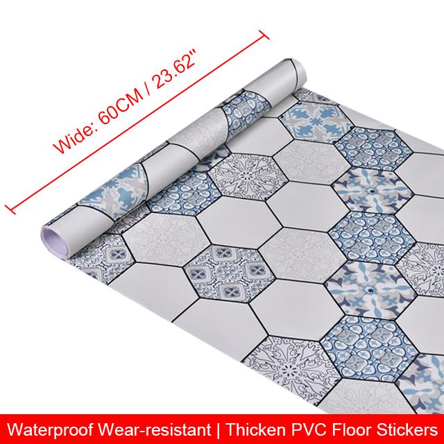 

5M PVC Waterproof Floor Sticker Self-adhesive Thicken Wall Sticker Non-slip Wear-resistant Kitchen Wall Oil-proof Stickers 1mx60cm (0.6 m2)