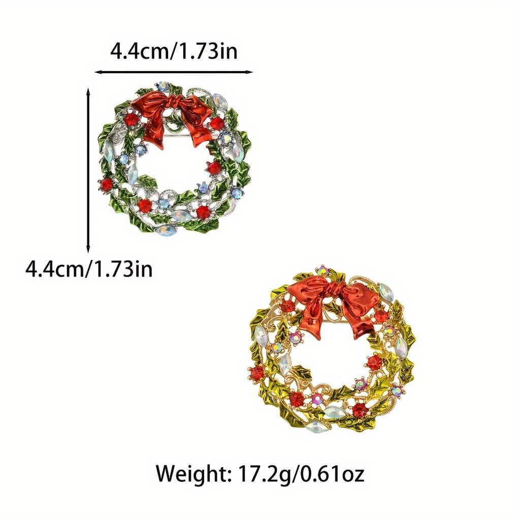 Gyn&Joy Christmas Wreath Gift Brooch Women's Corsage Pin Is Suitable For Festive Wear