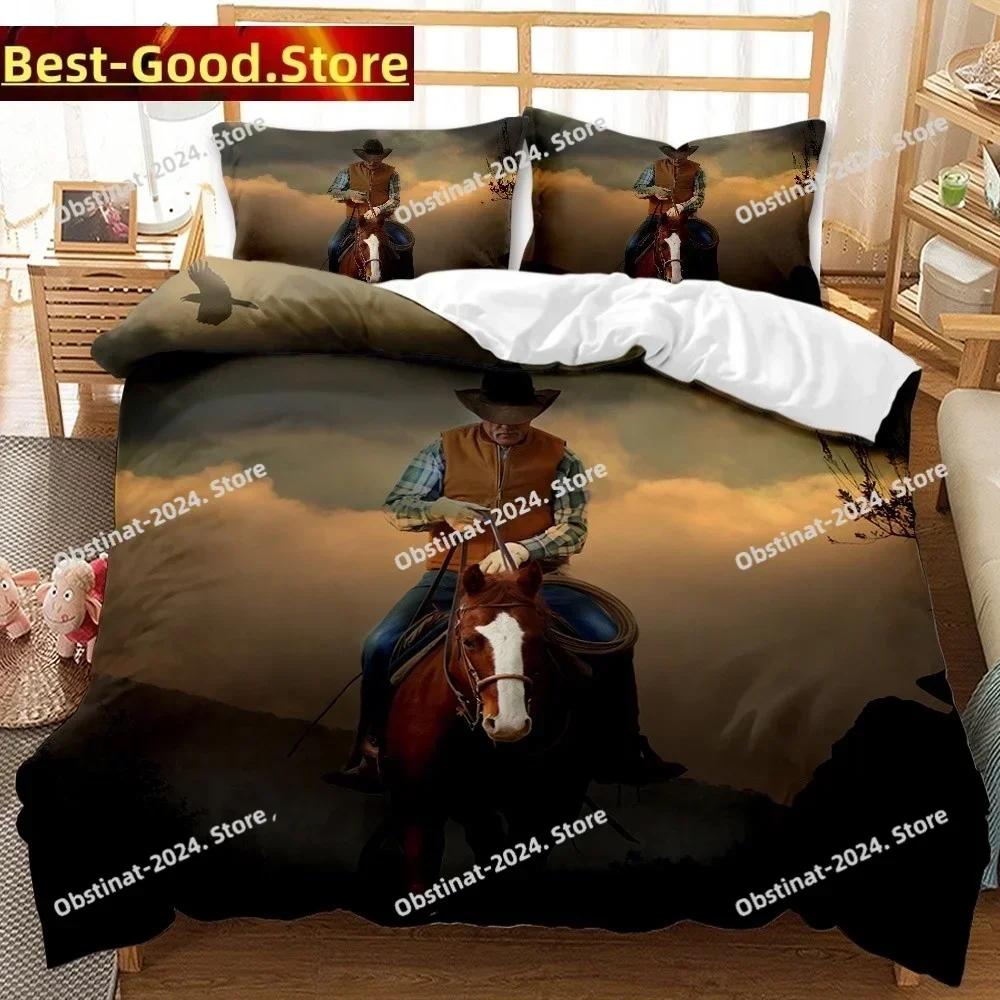 AHSNME Amerikan Batısı Kovboy Yorgan Kılıfı (Vahşi Batı Filmi Teması) Yatak Takımı GunHorseCowboy Yorgan Kılıfı Setleri ropa de cama
