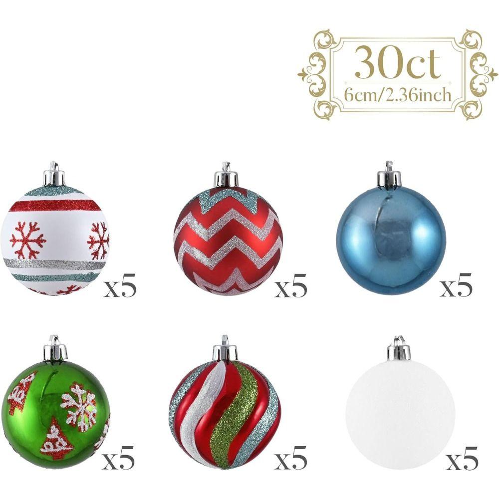 30pcs 6cm Christmas Tree Pendant Creative Hanging Ornament DIY Supplies Christmas Ball Set  Room