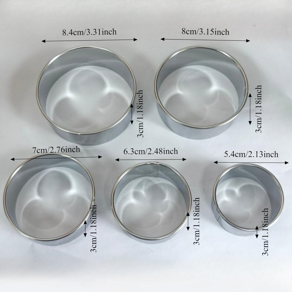 5PCS Round Dumplings Wrappers Molds Stainless Steel Biscuit Mold Biscuit Cookie Cutters Set Pastry Wrapper Dough Cutting Tool