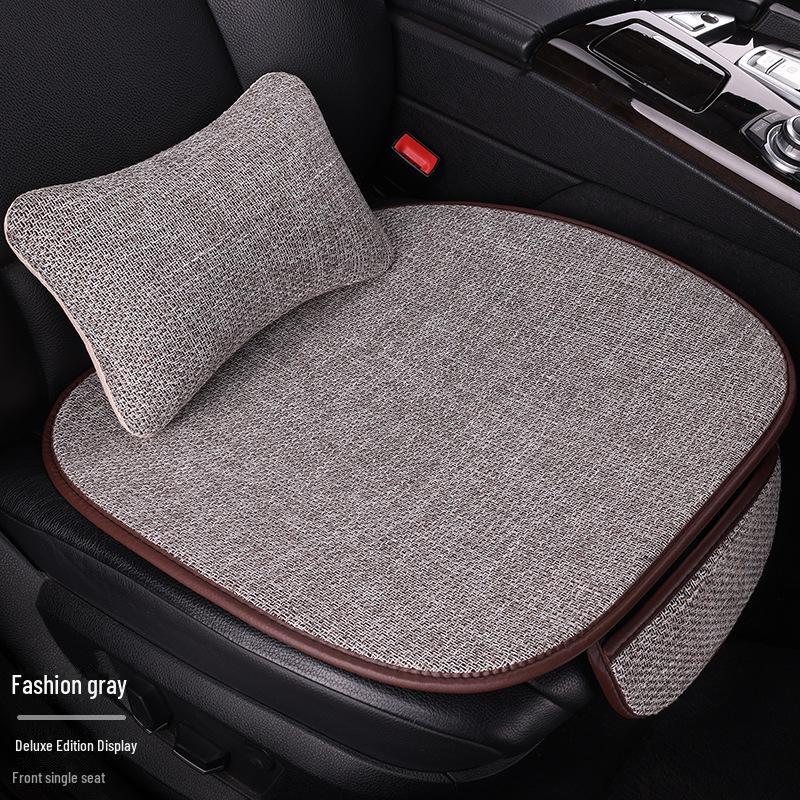 All-Season Light Luxury Ice Silk Linen Car Seat Cushions, Breathable & Non-Slip