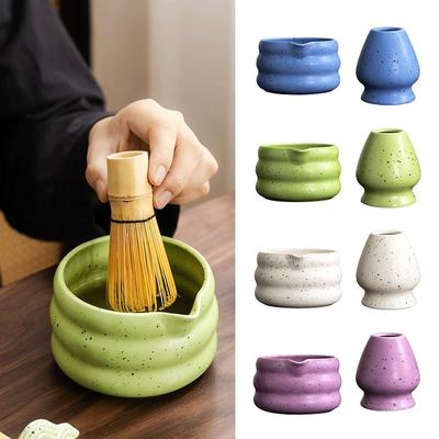 Smooth Matcha Whisk Stand Ceramic Green Tea Maker Cup Tea Salad Soup Bowl  for Tea Set Accessories
